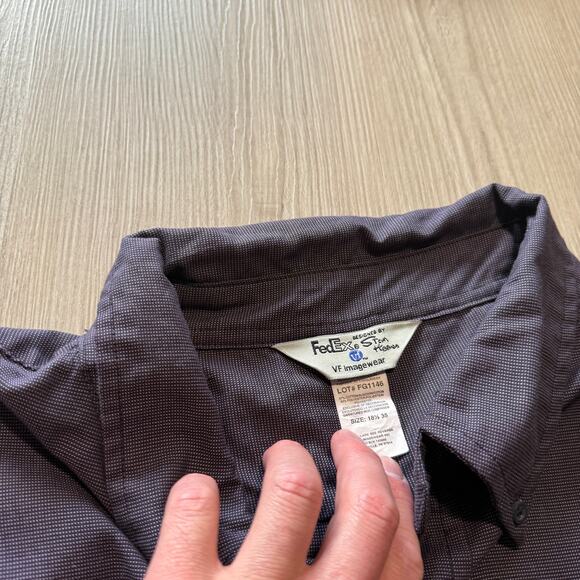 Men's FedEx Employee Uniform Purple Long Sleeve Button Up Work Shirt Sz 2XL XXL - Picture 3 of 5